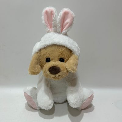 28CM Plush Toy Puppy Stuffed Animal in White Bunny Costume for Easter