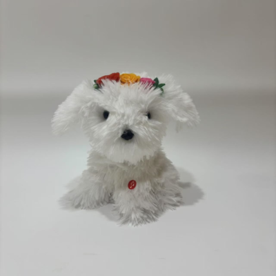 Dancing & Singing White Dog with flowers and Bells on head kids toy children's day gift