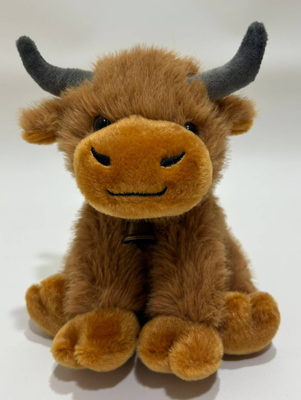 Soft Highland Cow Toy with Decorative Bell