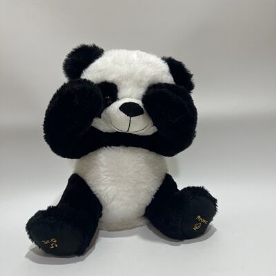 Interactive Peek-a-Boo Panda Plush Toy with Repeat Function and Music Cute Lying-Down Hide and Seek Toy
