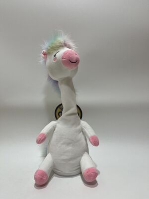 Recording and Neck-Turning Unicorn Plush Toy Interactive Talking Back Rainbow Horse