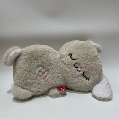 Breathing Light Sleep Soothing Lying Rabbit Plush Toy Beige Grey Heart Bunny Pillow Baby Sleep Aid