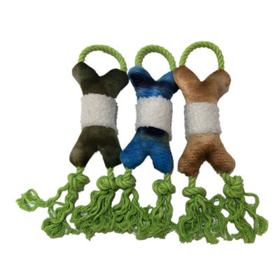 Blue Green Rope 18cm 7.09in Bone Stuffed Animal Plush Toy For Dog BSCI