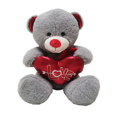 10.24in 26cm Valentines Day Plush Toys White Teddy Bear Holding A Heart Hypoallergenic