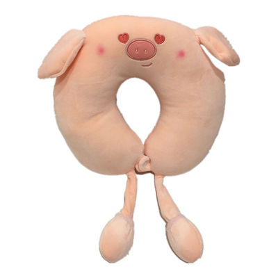 Flapping Ears Piggy 0.3m 11.81in U Shaped Head Stuffed Animal Neck Pillow Hypoallergenic