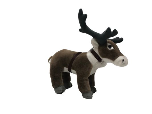 Unisex 20CM Christmas Reindeer ECO Friendly Stuffed Animals Harness Printing Lapland