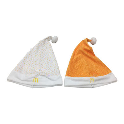40cm 15.75in McDonald'S Personalized Santa Christmas Hats For Adults Golden And White