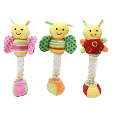 3 Asstd Colourful Stuffed Bean Plush Toys Hand Grab Stick For Baby