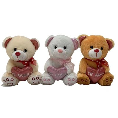 20 Cm 3 CLRS Adorable Plush Bears W/ Glitter Heart Toys Valentine'S Day Gifts