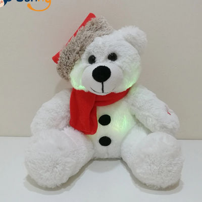 Xmas LED Lighting Plush Bear With Santa Hat Kids Gift LED Bear Children Plush Toy