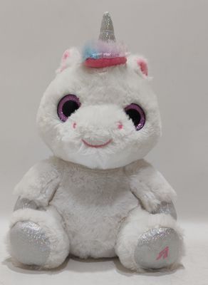 Big eyes engraved impression singing left and right eye lights unicorn electric plush toy