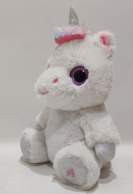 Big eyes engraved impression singing left and right eye lights unicorn electric plush toy