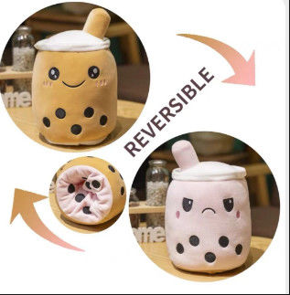 Custom Logo Double-Sided Reversible Color Milk Tea Cup Plush Toy