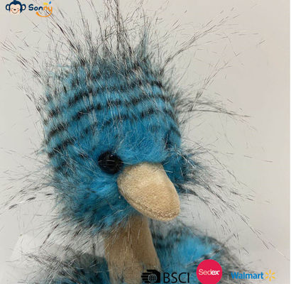 OEM Factory Wholesale Custom Blue Peacock Fluff Ostrich Plush Toys Gift Stuffed Animal
