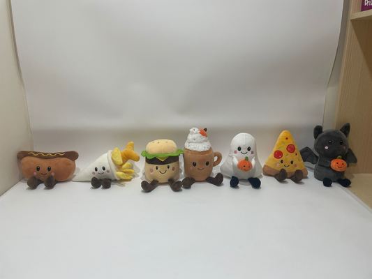 7 Pcs Assorted Bat With Pumpkin Plush Toys, Cute Food Stuffed Animals For Kids And Home Decoration