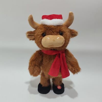 Singing & Dancing Christmas Highland Cow Plush Toy