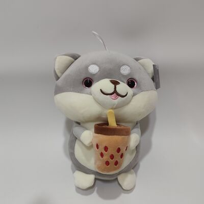 20cm Super Soft & Squishy Shiba Inu Plush Hugging Bubble Tea Cup