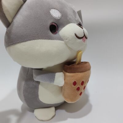 20cm Super Soft & Squishy Shiba Inu Plush Hugging Bubble Tea Cup