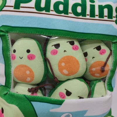 Transparent PVC Avocado Pudding Pillow with Cute Avocado Filling