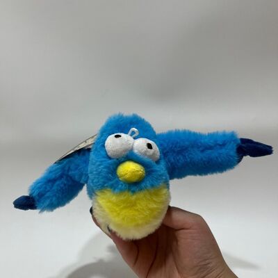 Blue Chubby Bird Plush Toy with Sound Squeeze to Chirp Funny Stuffed Bird Interactive Stress Relief Toy