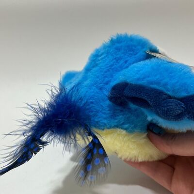 Blue Chubby Bird Plush Toy with Sound Squeeze to Chirp Funny Stuffed Bird Interactive Stress Relief Toy