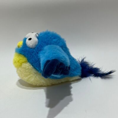 Blue Chubby Bird Plush Toy with Sound Squeeze to Chirp Funny Stuffed Bird Interactive Stress Relief Toy