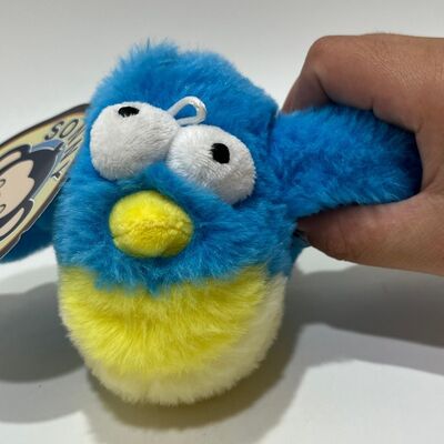 Blue Chubby Bird Plush Toy with Sound Squeeze to Chirp Funny Stuffed Bird Interactive Stress Relief Toy