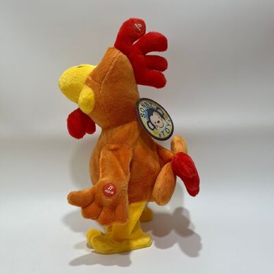Yellow Long-Haired Chicken Plush Toy with Neck-Pull Clucking Singing & Dancing Funny Rooster Doll Interactive Stress Relief Toy
