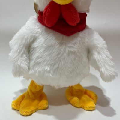 White Chicken Plush Toy with Neck-Pull Clucking Singing & Dancing Funny Rooster Doll Interactive Stress Relief Toy