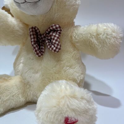Singing & Clapping Cream Teddy Bear Plush Toy Interactive Music Bear Classic Plaid Bowtie Stuffed Animal