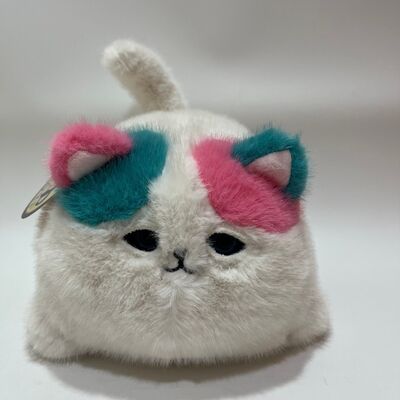 Blinking Purring Fluffy Cat Plush Toy Cute Meowing Interactive Kitten Pink Teal Long-Haired Stress Relief Companion