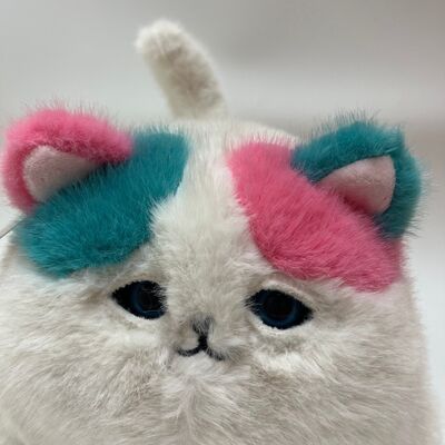 Blinking Purring Fluffy Cat Plush Toy Cute Meowing Interactive Kitten Pink Teal Long-Haired Stress Relief Companion