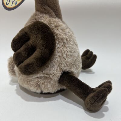 Recording and Neck-Turning Brown Ostrich Plush Toy Interactive Talking Back Ostrich