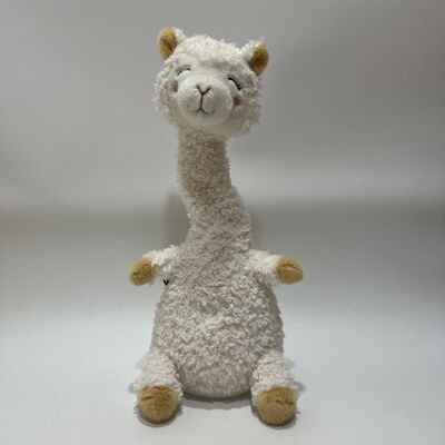Recording and Neck-Turning White Alpaca Plush Toy Interactive Talking Back Alpaca