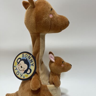 Recording and Neck-Turning Kangaroo Mother and Baby Plush Toy Interactive Talking Back Kangaroo