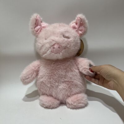 Breathing Light Sleep Soothing Pig Plush Toy Pink Closed-Eye Cute Pig Pillow Baby Sleep Aid