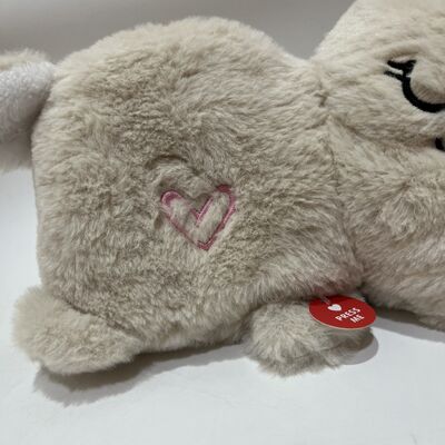 Breathing Light Sleep Soothing Lying Rabbit Plush Toy Beige Grey Heart Bunny Pillow Baby Sleep Aid