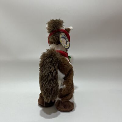 Running Pinto Pony Plush Toy with Hoofbeats Button on Foot Electric Running Horse with Christmas Outfit