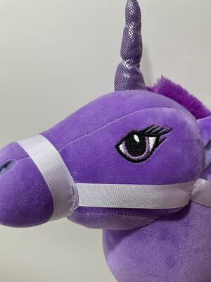 Singing Unicorn Stick Plush Toy Purple and Pink Options Riding Stick Horse Kids Sound Making Wooden Stick