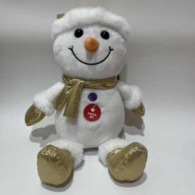 Golden Christmas Plush Set of 4 Press to Light Up and Play Music Penguin Reindeer Snowman Santa