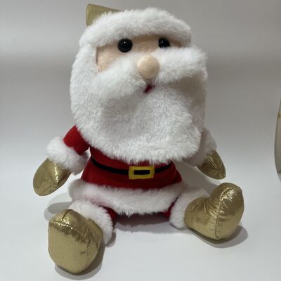 Golden Christmas Plush Set of 4 Press to Light Up and Play Music Penguin Reindeer Snowman Santa