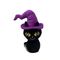 20cm Halloween Talking Black Cat W/ Purple Hat Recording Stuffed Toy