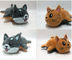 PP Cotton Reversible Cat Dog Educational Plush Toys 12cm With Music Box