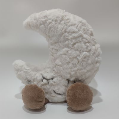 Plush Sleeping Moon Toy with Breathing Effect and LED Light for Kids