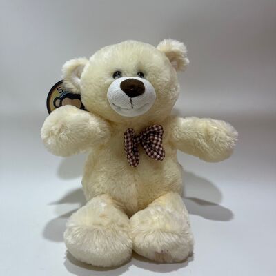 Singing & Clapping Cream Teddy Bear Plush Toy Interactive Music Bear Classic Plaid Bowtie Stuffed Animal